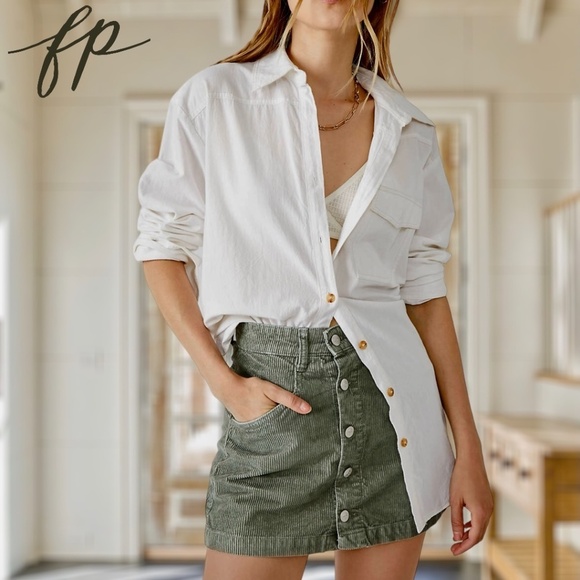 FREE PEOPLE Ray Corduroy MiniSkirt in Washed Army Green - Picture 6 of 12